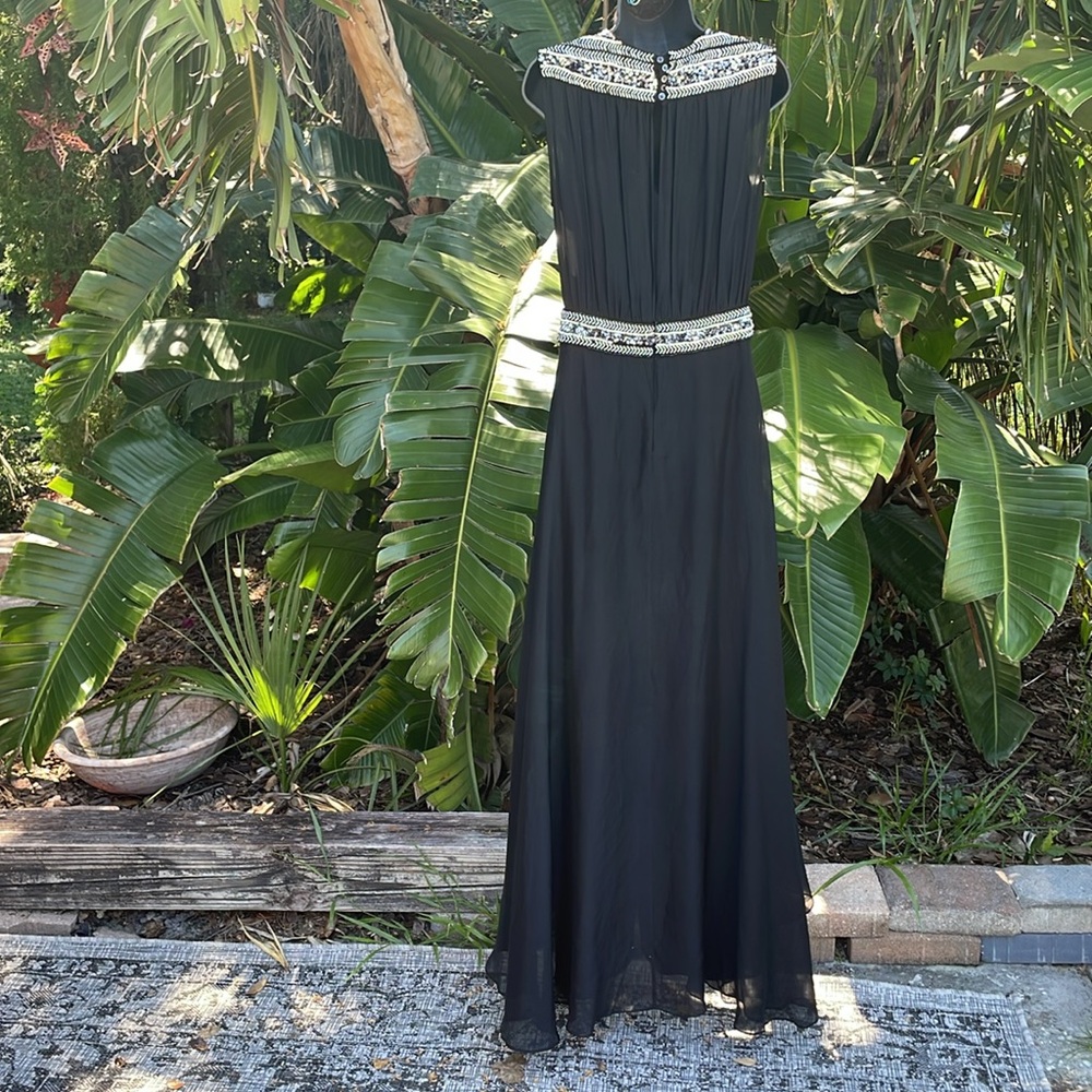 pure silk beaded wide leg jumpsuit - Picture 7 of 13